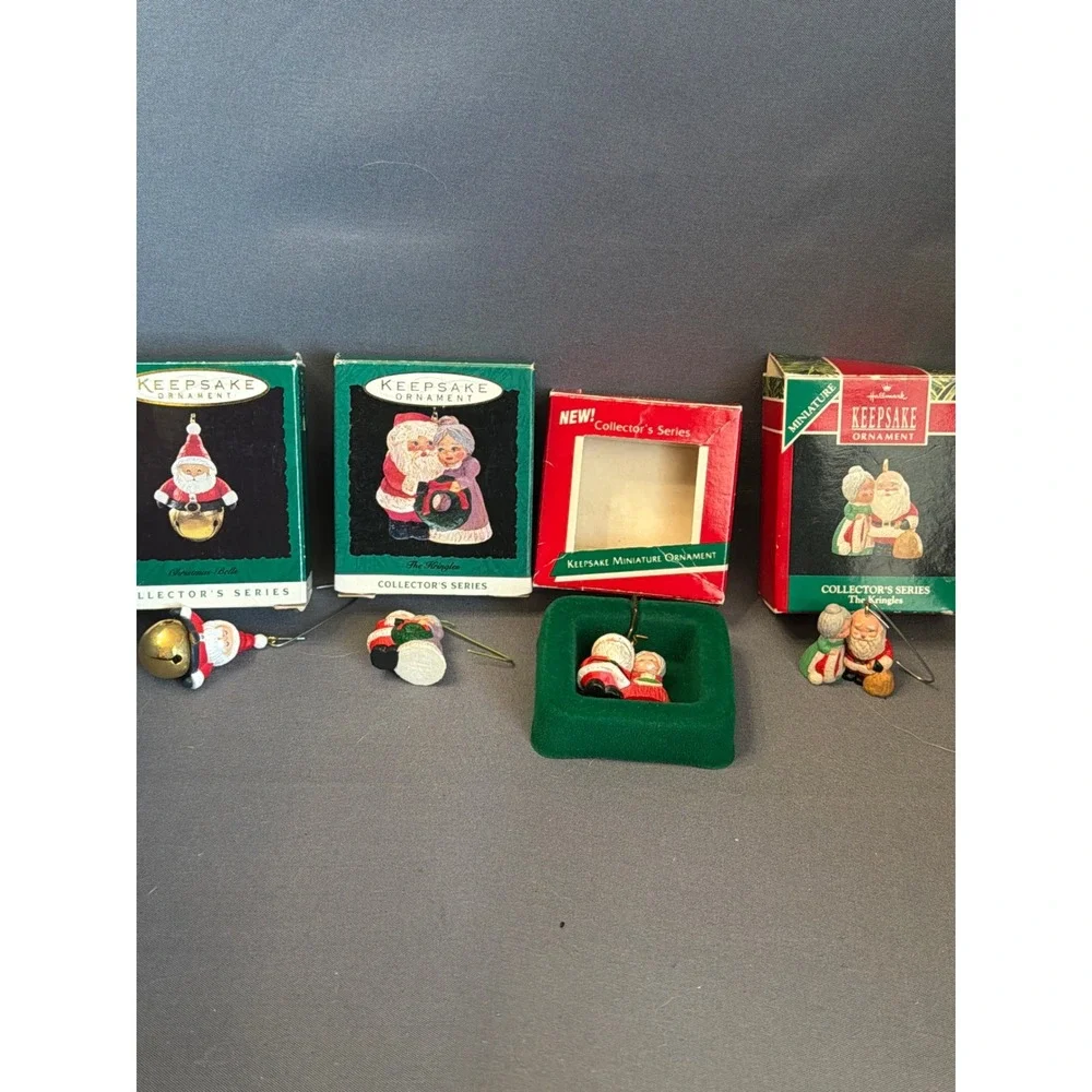 Lot 4 Hallmark Keepsake Miniature Ornaments Santa Mrs Claus The Kringles Vintage